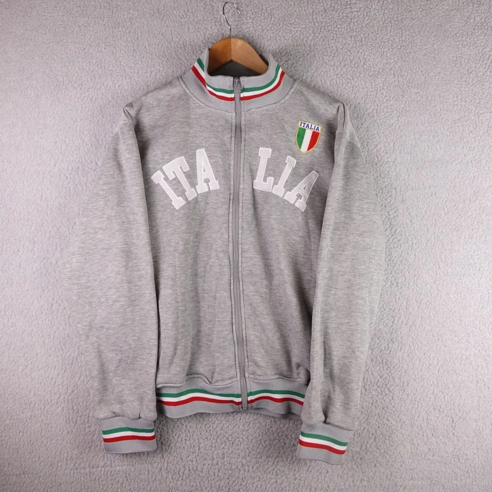 Dress & Go Style of Italy Mens XL Italia Full Zip Track Jacket‎ Gray Soccer Coat